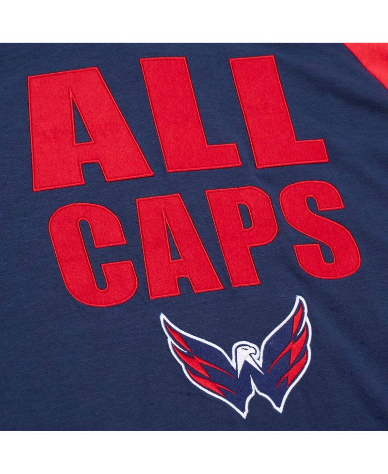 Men's Navy/Red Washington Capitals Legendary Slub Raglan Long Sleeve T-Shirt