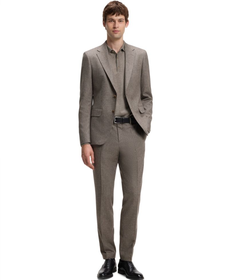 Men's Virgin Wool Slim-Fit Patterned Suit