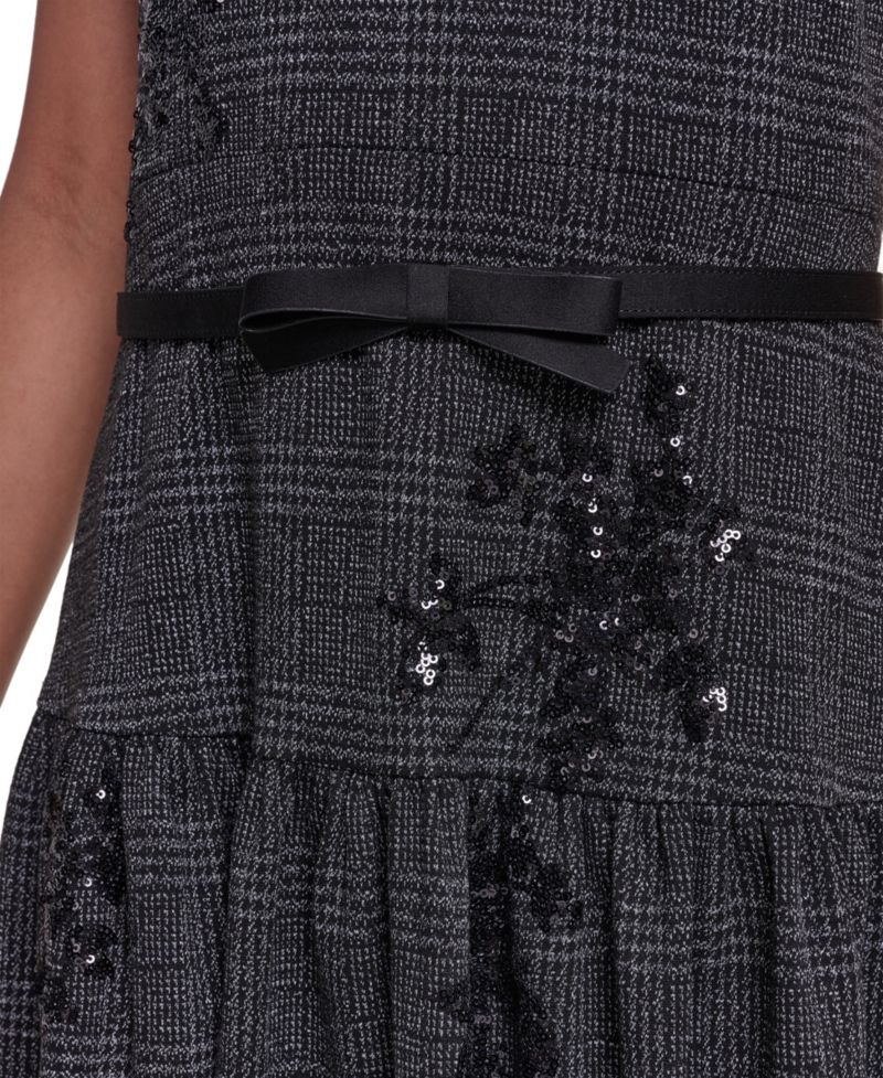 Women's Floral Sequin A-Line Dress