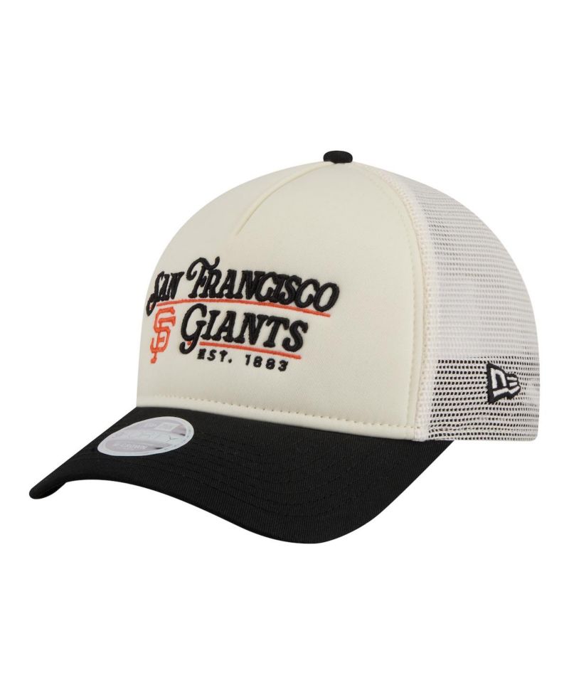 Women's Light Beige/Black San Francisco Giants Retro 9FORTY M-Crown A-Frame Trucker Adjustable Hat
