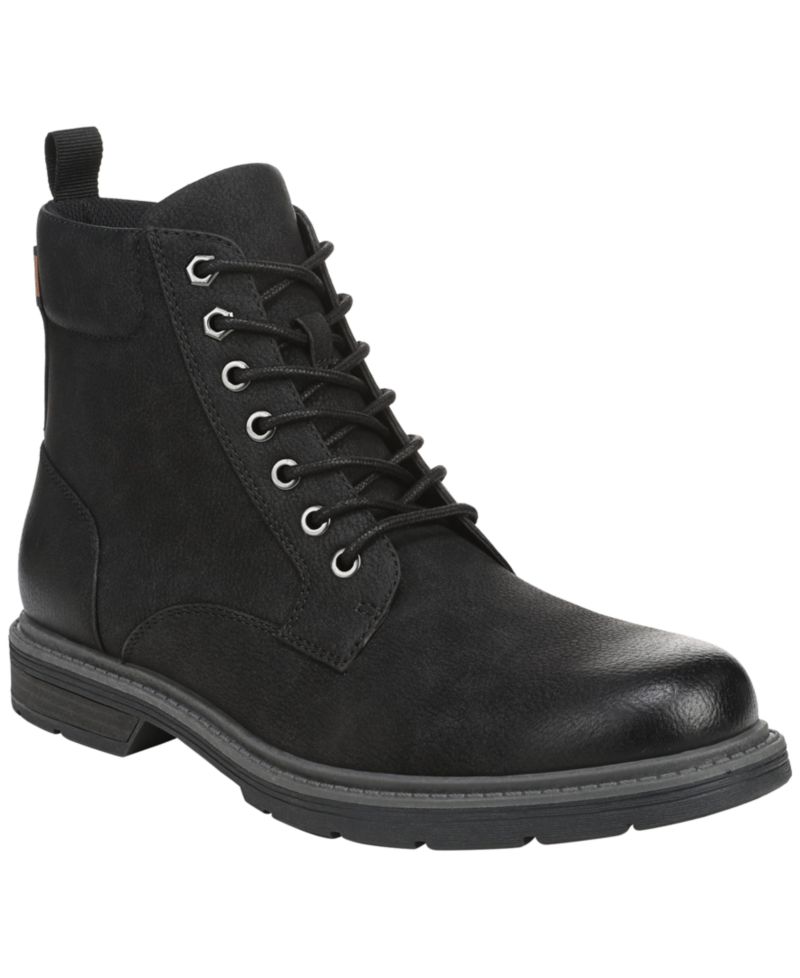 Men's August Lace-Up Round Toe Side Zip Faux Leather Boots