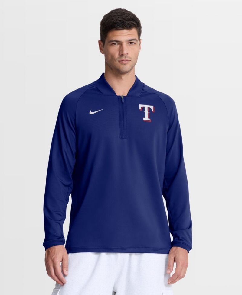 Men's Royal Texas Rangers Authentic Collection Dri-FIT Raglan Half-Zip Pullover Hoodie