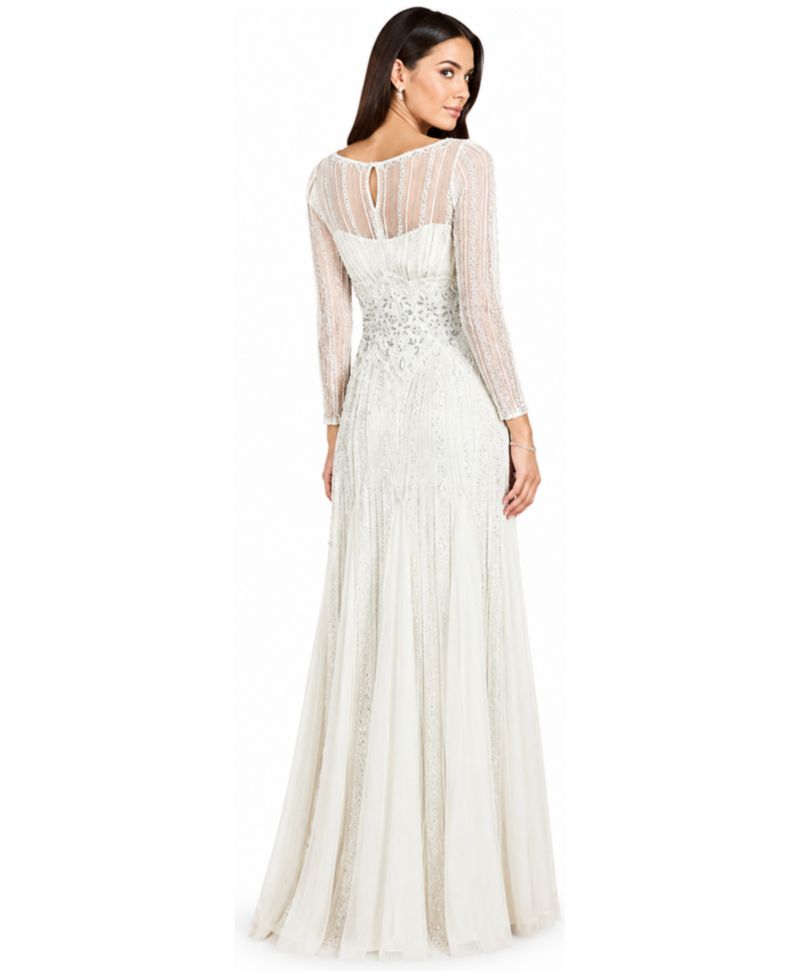 Women's Beaded High Neck Wedding Gown