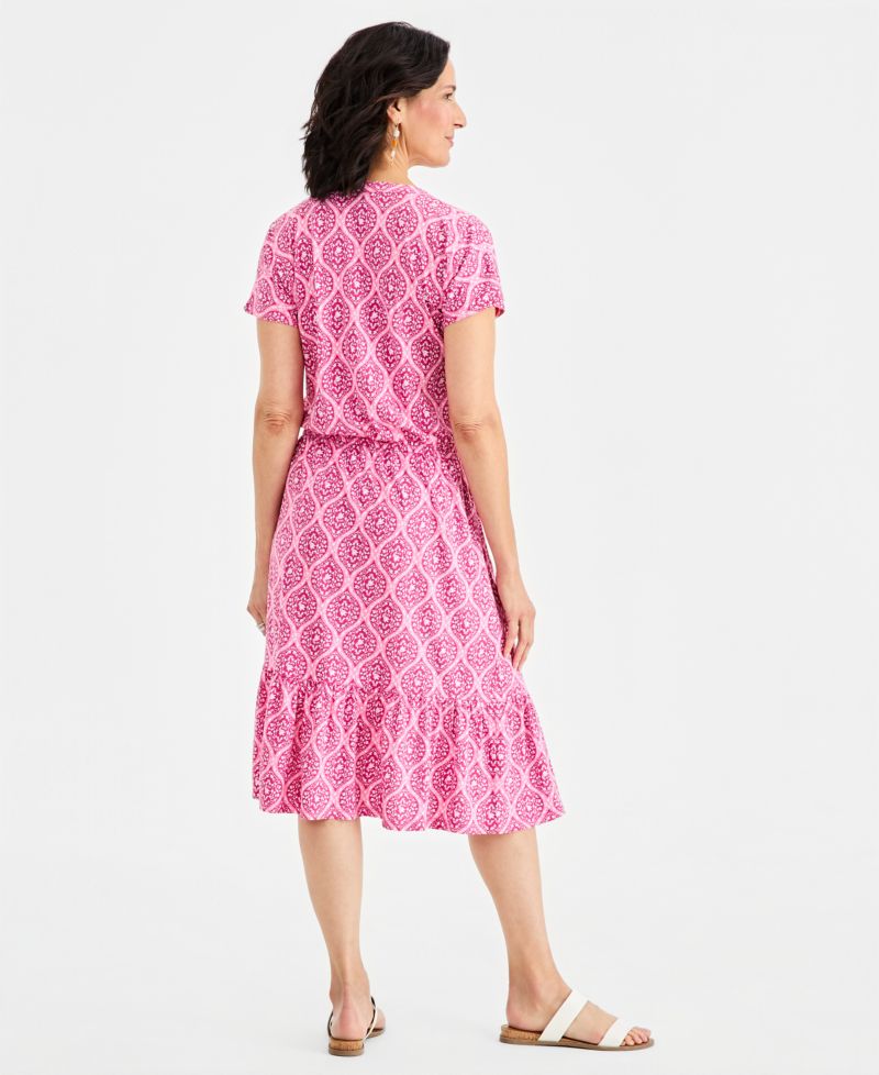Women's Printed Short-Sleeve Knit Dress