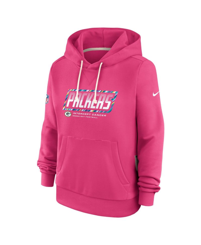 Women's Pink Green Bay Packers 2026 NFL Crucial Catch Sideline Standard Issue Dri-FIT Pullover Hoodie