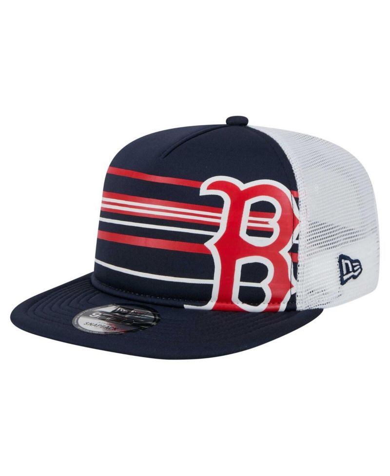 Men's Navy Boston Red Sox 9FIFTY A-Frame Trucker Snapback Hat