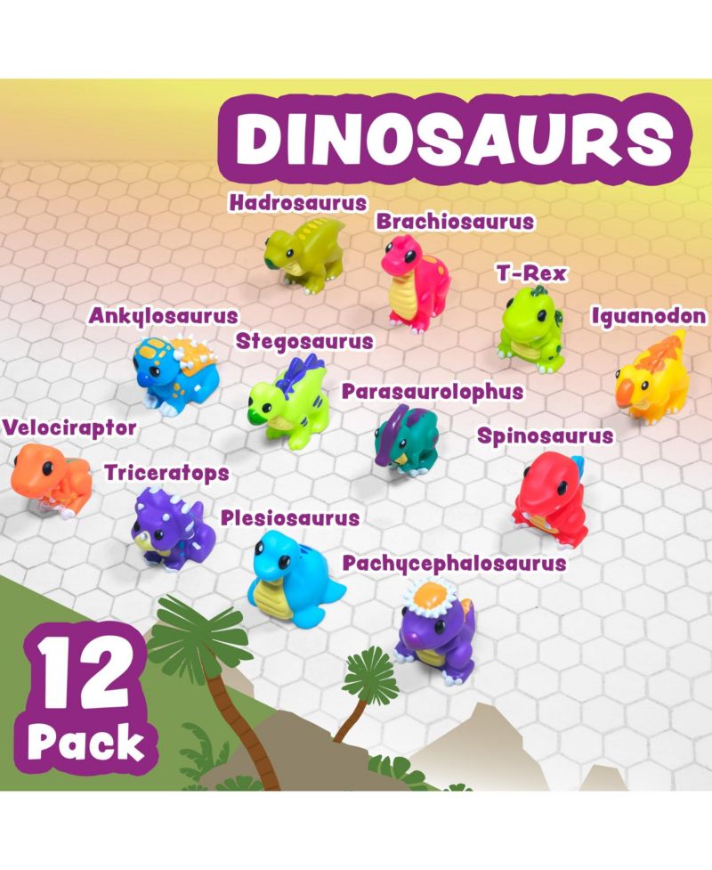 12 Pack Dinosaur Mold Free Bath Toys Sealed No Hole Design Soft Squeezable Float Water Easy Grip Pool Set
