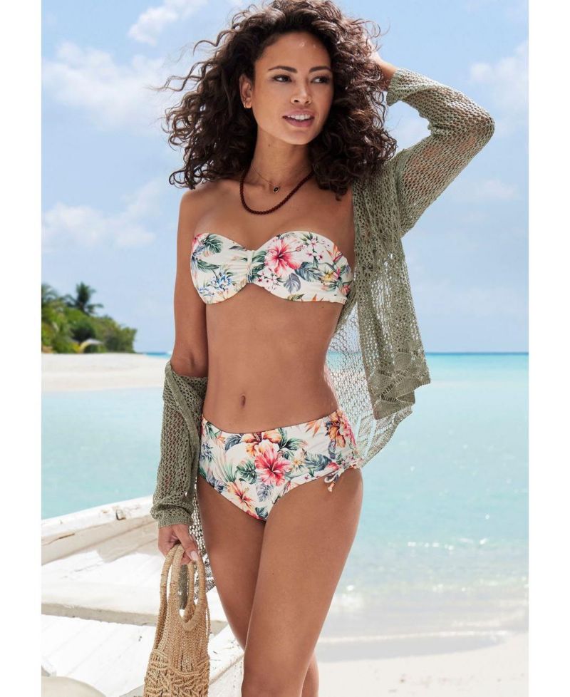 Women's Floral Print Underwire Multiway Underwire Bikini Top