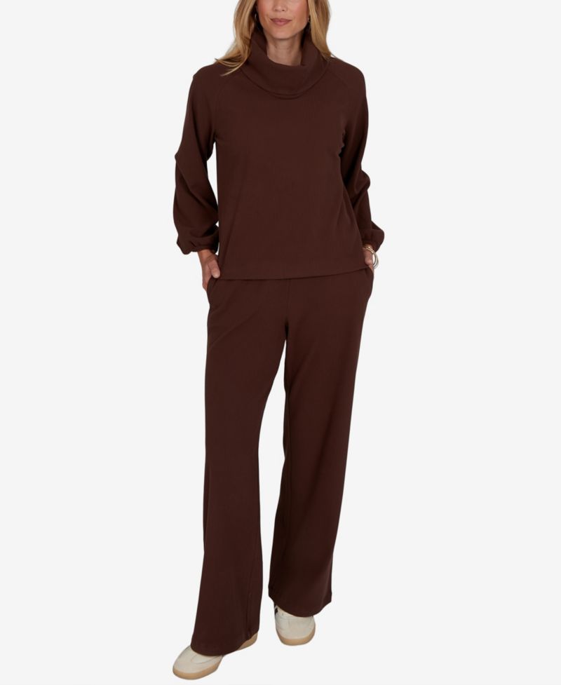 Petite Cowl Neck Ribbed Top