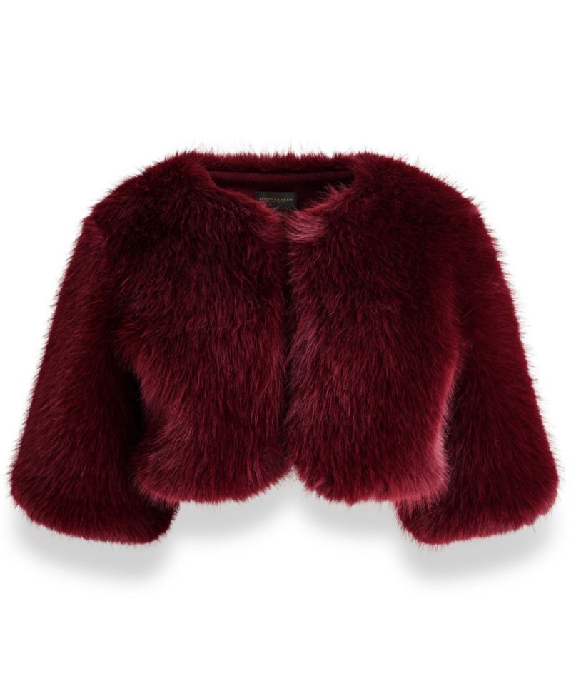 Women's Faux Fur Cropped Open-Front Shrug