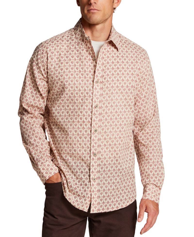 Men's Dobby Motif Holiday Print Shirt