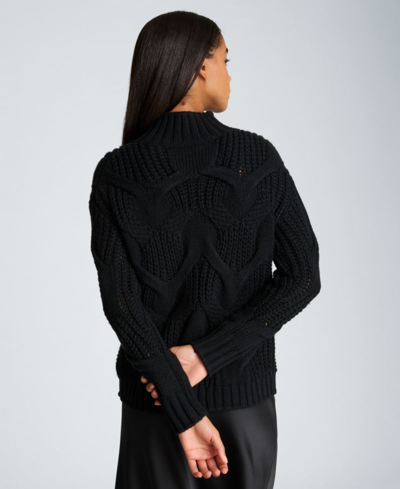Women's Oversized Cable-Knit Mock Neck Sweater