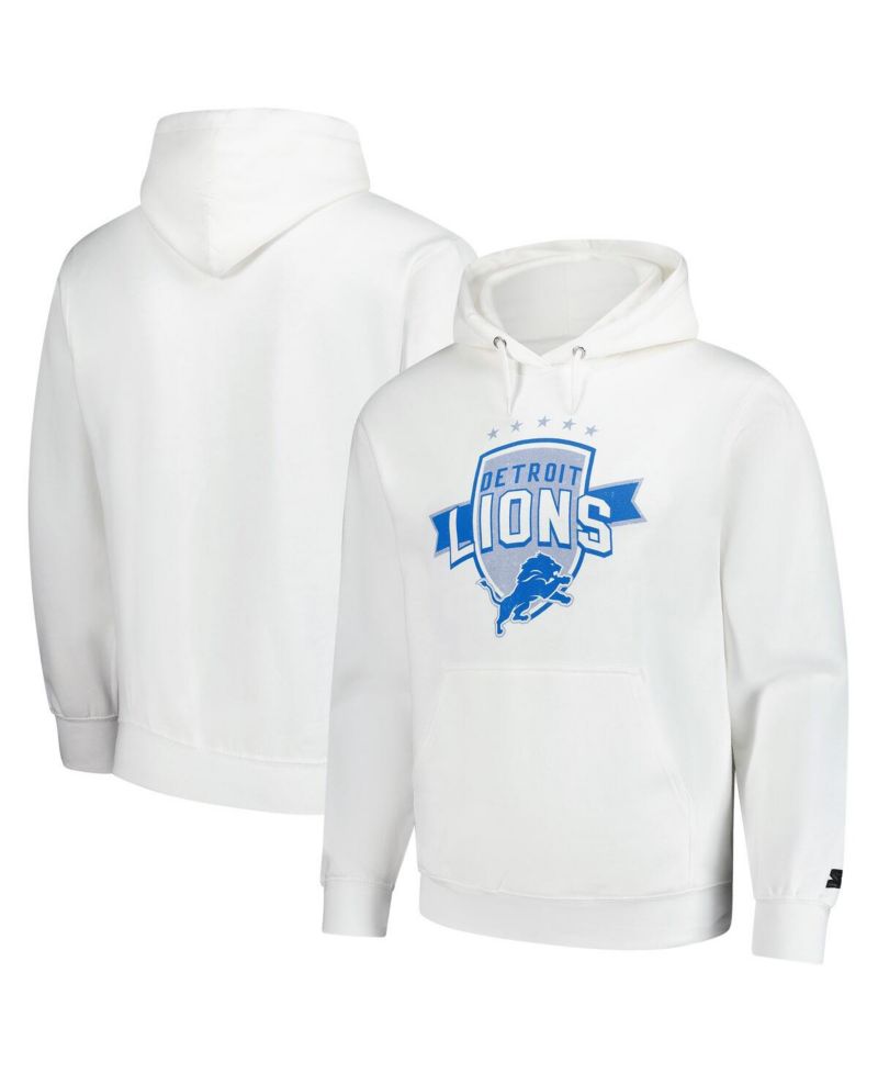 Men's White Detroit Lions Vintage Pullover Hoodie