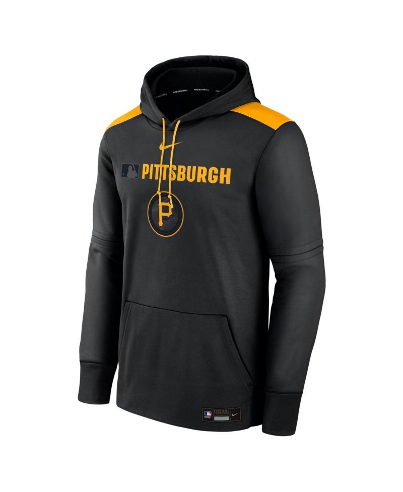 Men's Black Pittsburgh Pirates Authentic Collection City Connect Therma Pullover Hoodie
