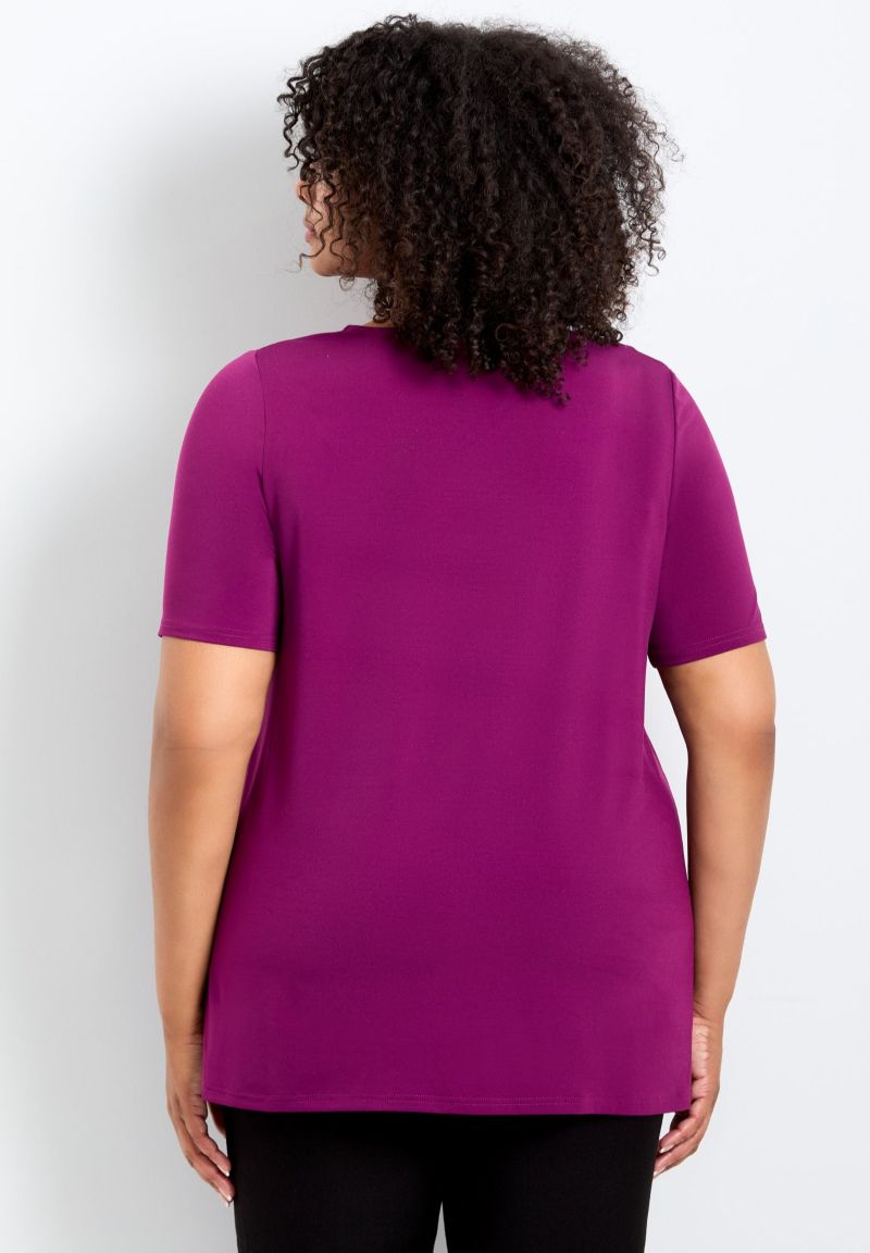 Plus Size Cowl Neck Short Sleeve Women's Top