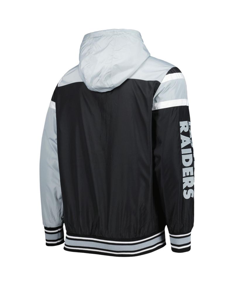 Men's Black, Gray Las Vegas Raiders Extreme Full Back Reversible Hoodie Full-Zip Jacket