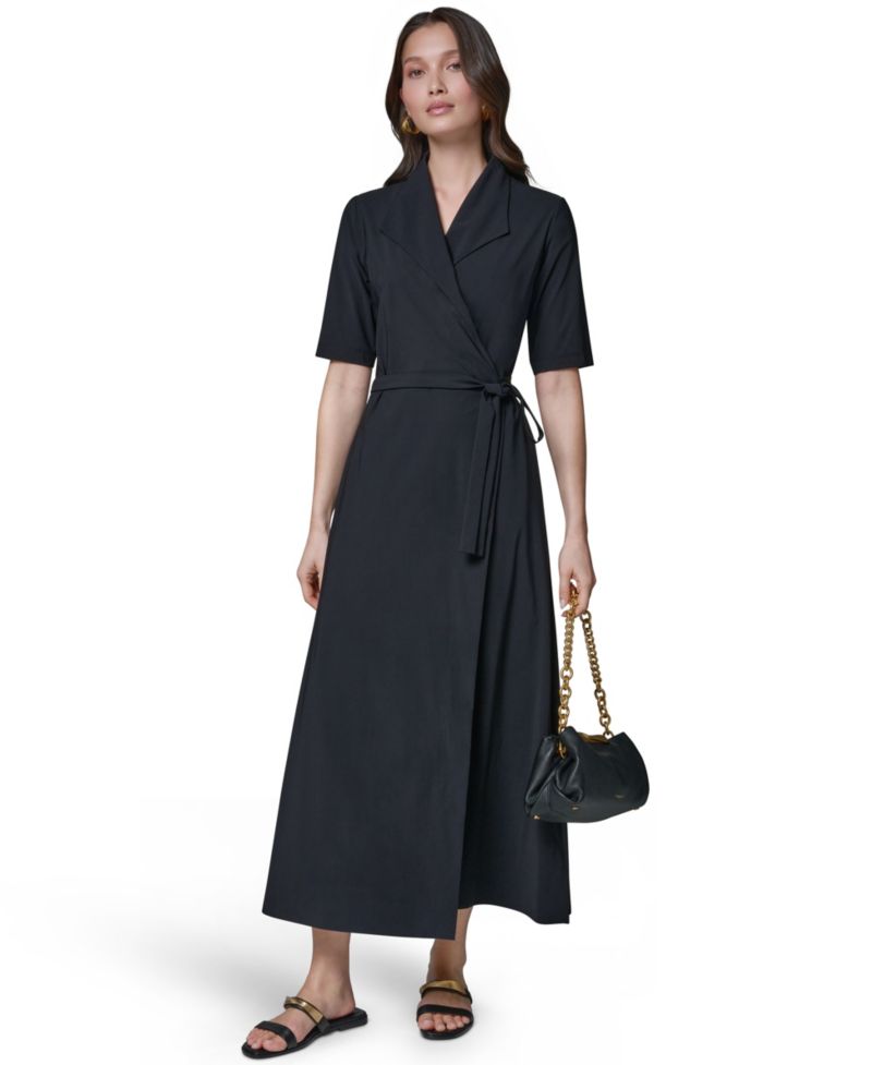 Women's 4-way Stretch Knit Elbow-Sleeve Collared Polo Dress