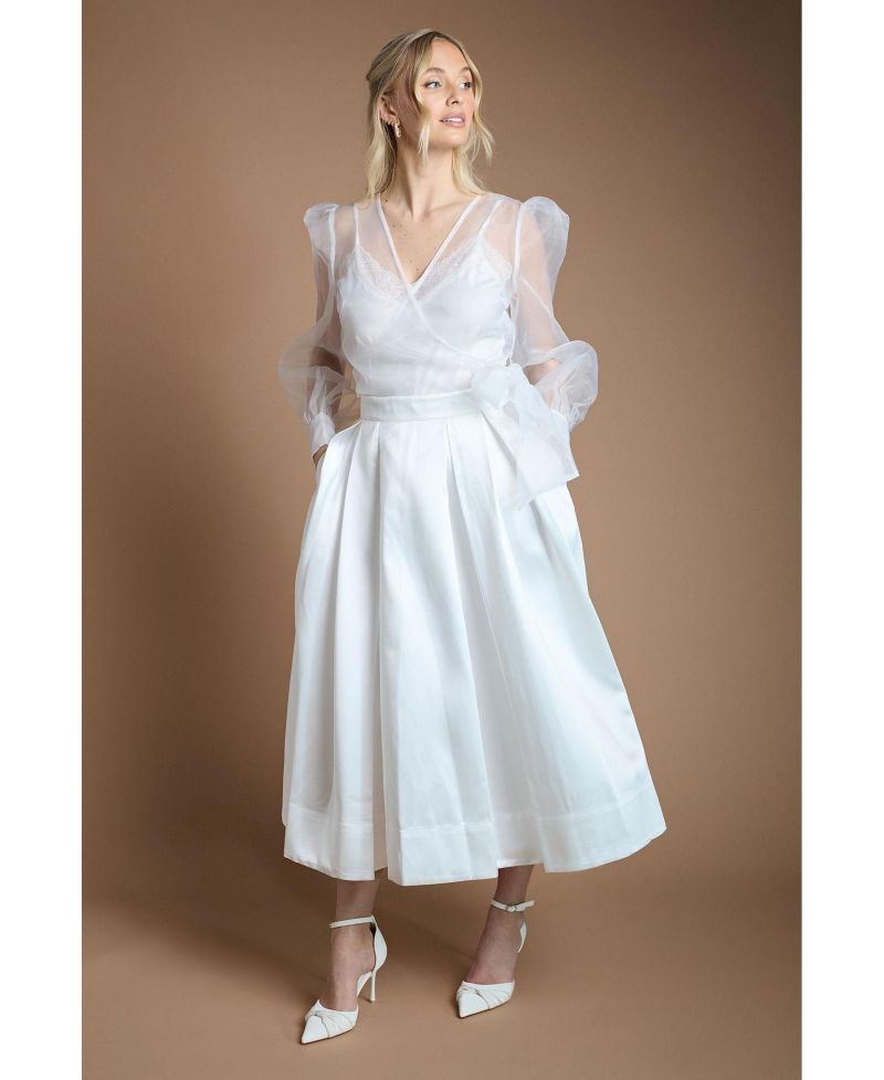 Women's Bridal Pleated Midi Skirt