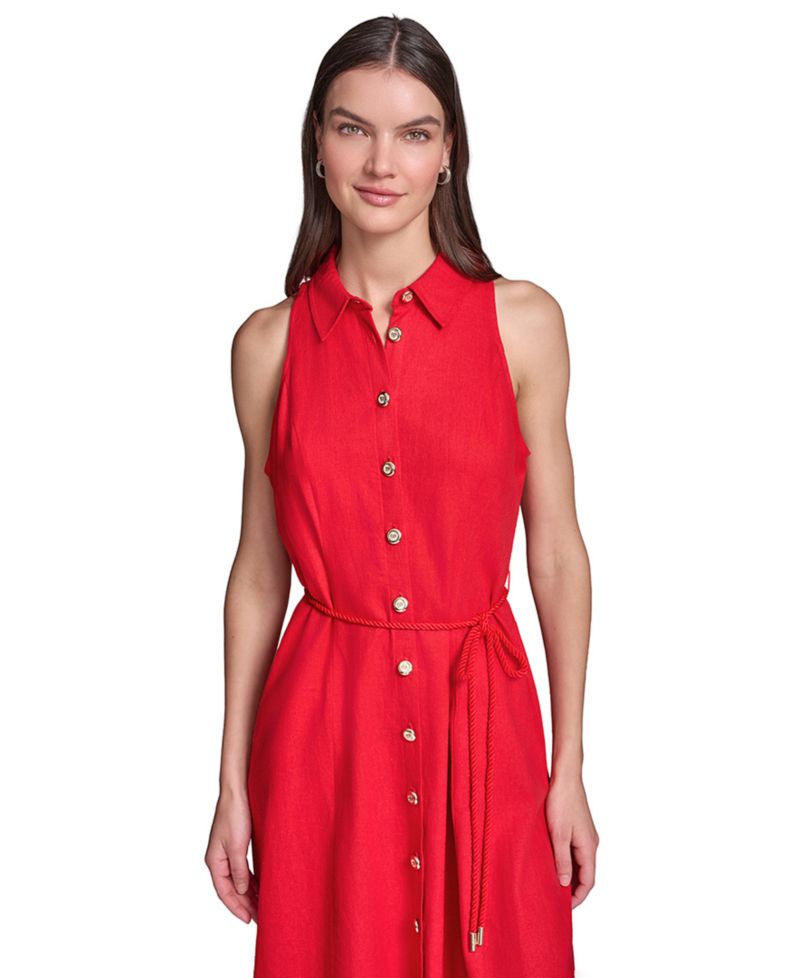 Women's Collared with Rope Belt Shirt-dress