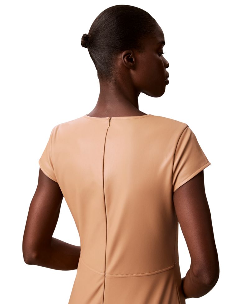 Women's Cap-Sleeve Sheath Midi Dress