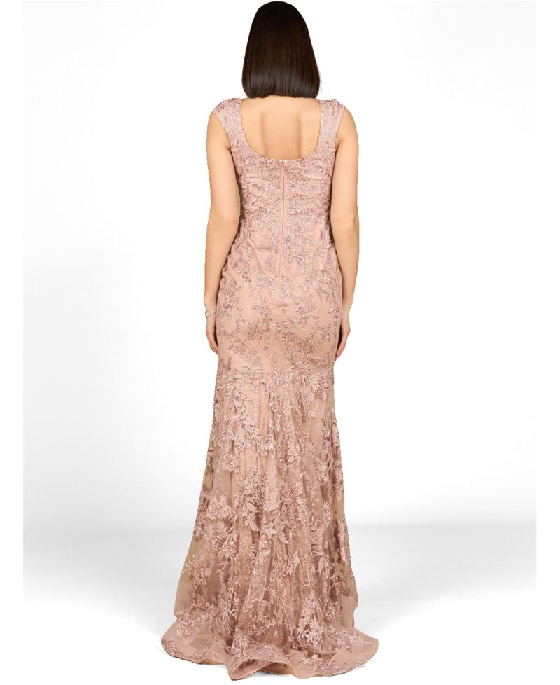 Women's Sleeveless Mermaid Lace Embroidered Gown