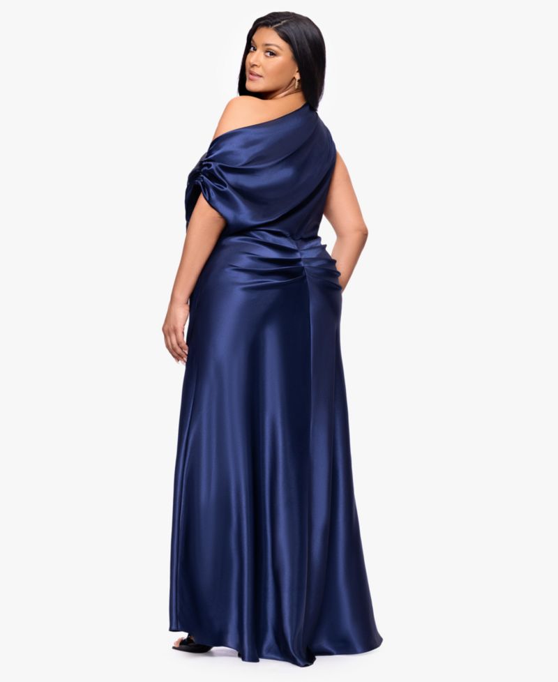 Plus Size Asymmetrical Neck Ball Gown