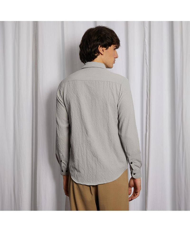 Men's Ash Grey Cubic-Seersucker Shirt