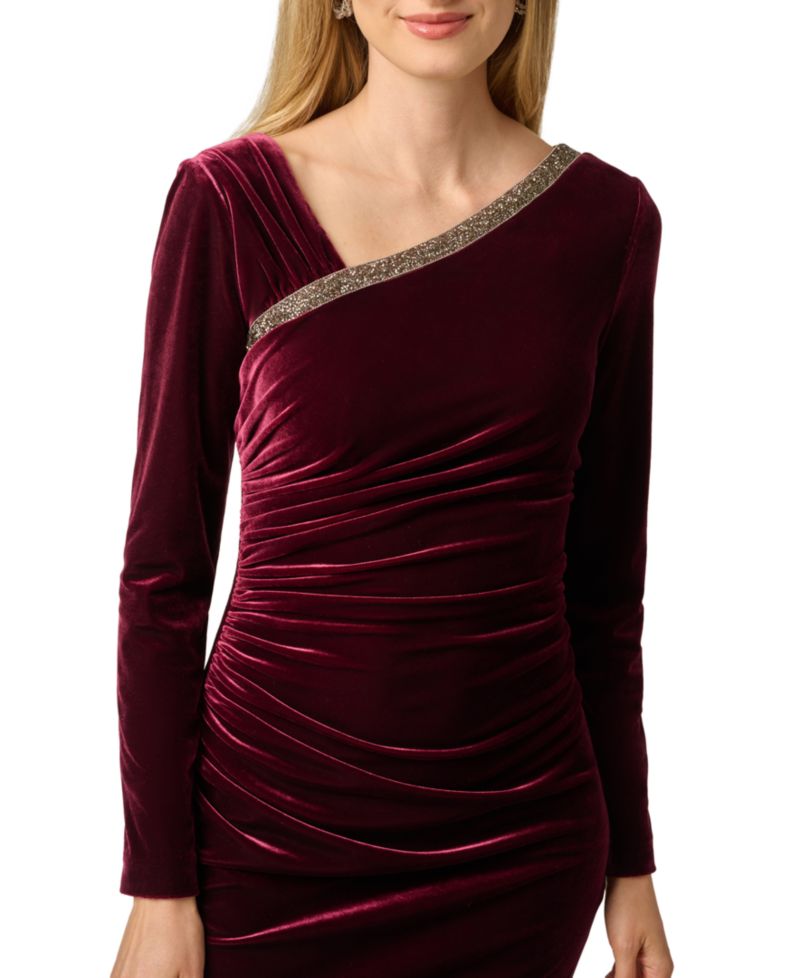 Women's Long-Sleeve Velvet Dress