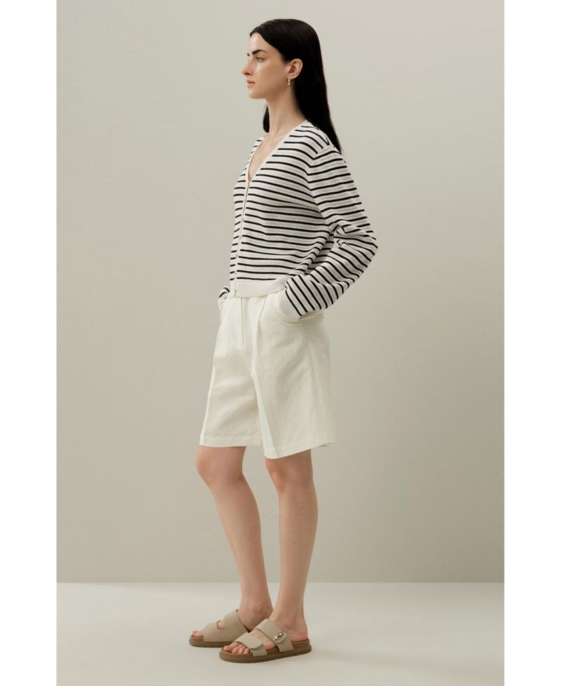 Women's Toscana Striped Pointelle Cardigan