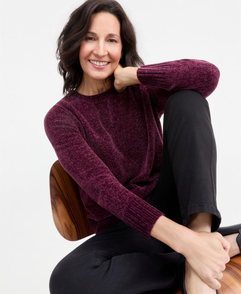 Women's Crewneck Chenille Long-Sleeve Sweater