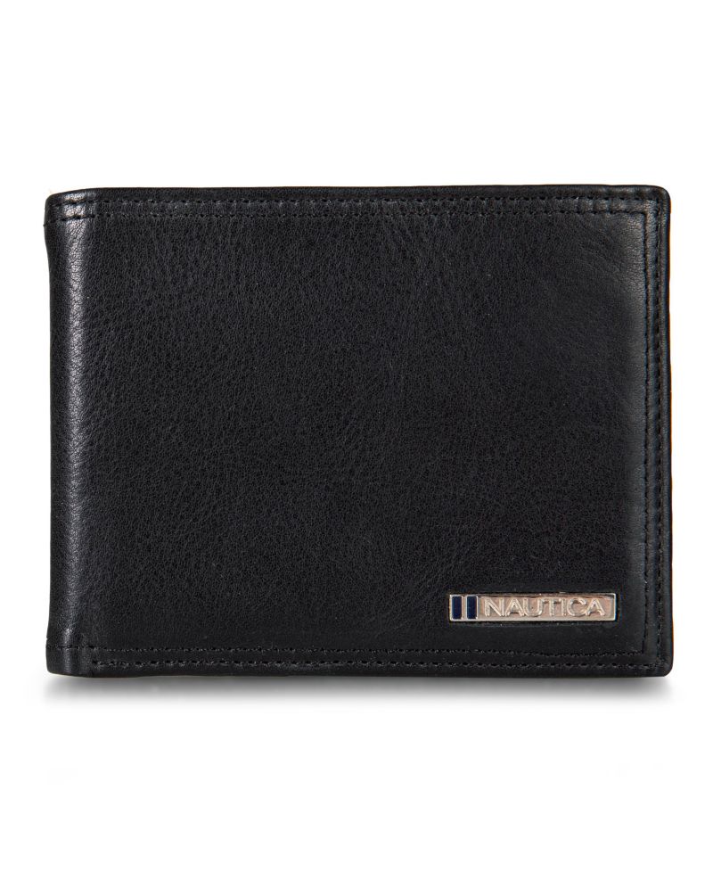 Men's Enameled Logo Leather Bifold Wallet