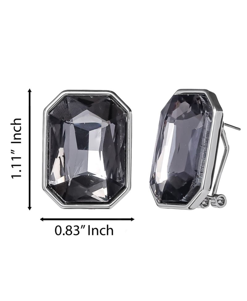 Faceted Gemstone Stud Earrings in Smoke Grey