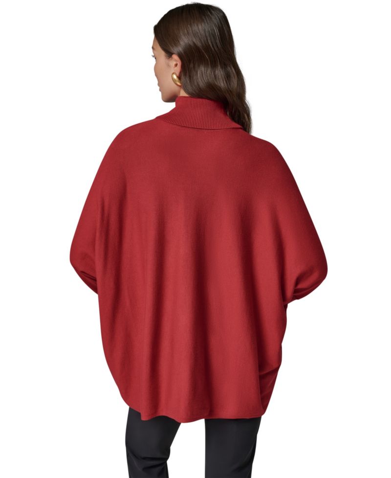 Petite Turtleneck Oversized Long-Sleeve Poncho