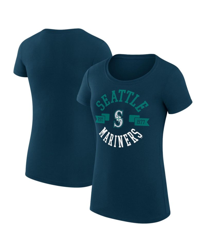 Women's Navy Seattle Mariners Super-Slim Fit Lightweight City Graphic T-Shirt