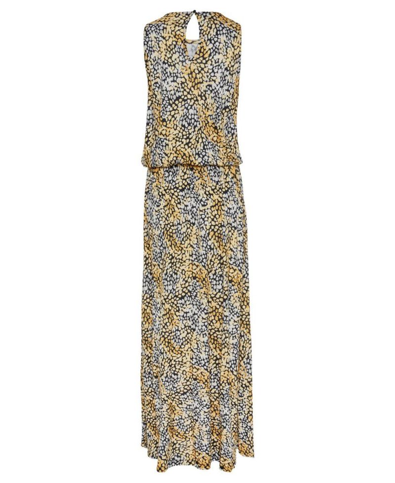 Women's Viscose Printed Side Slit Column Elastic-Waist Maxi Dress