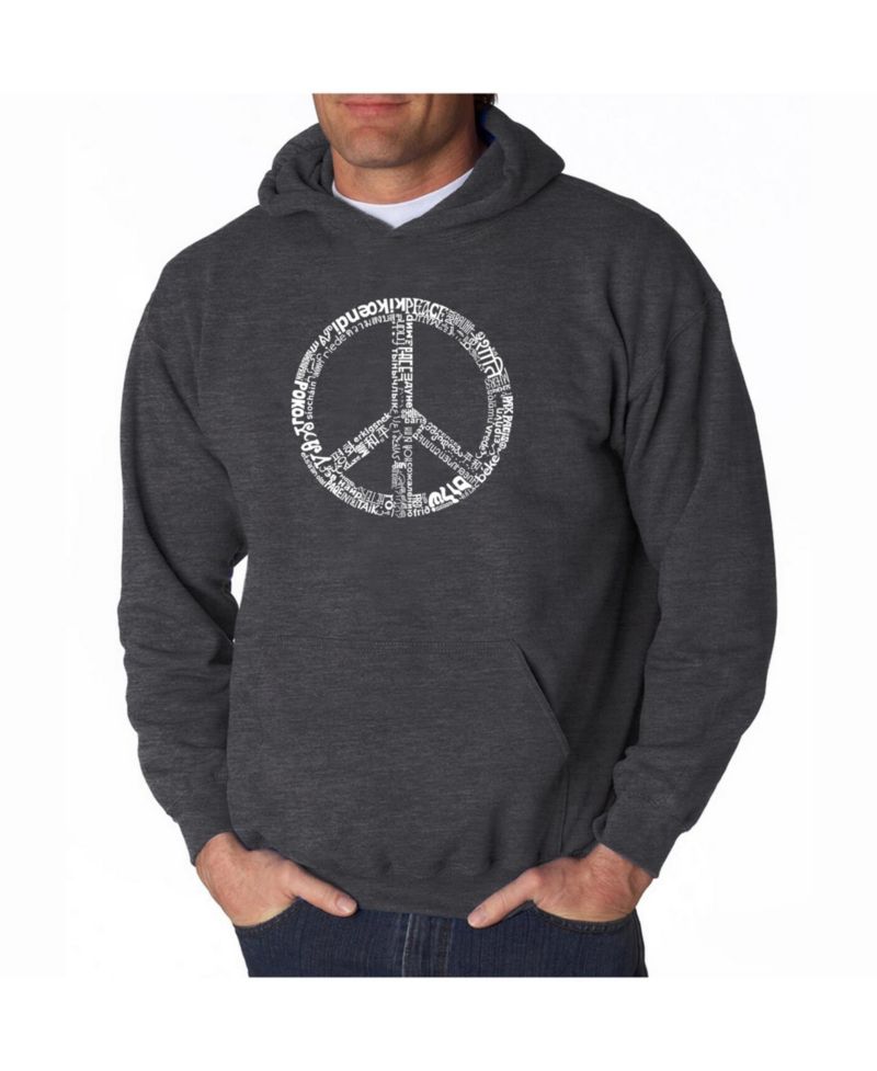 Men's Word Art Hoodie - Peace Sign in 77 Languages