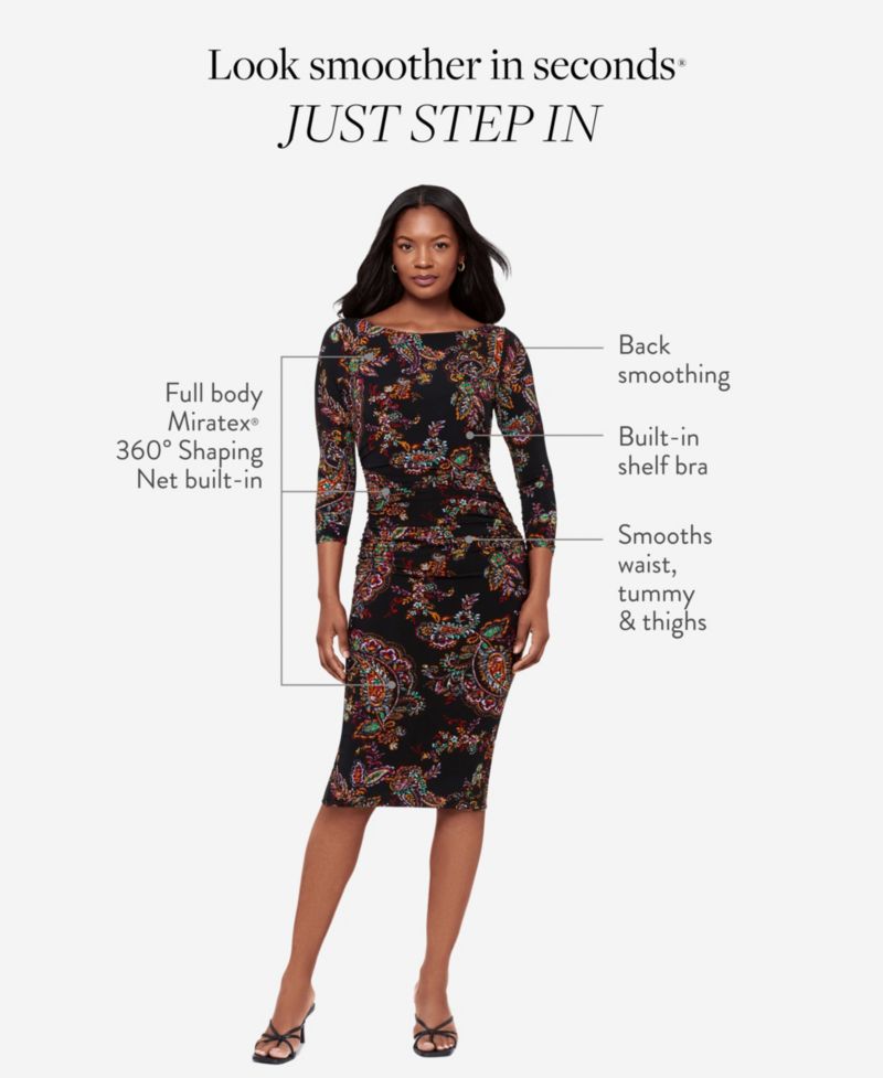 Women's Boat Neck 3/4-Length-Sleeve Shaping Dress