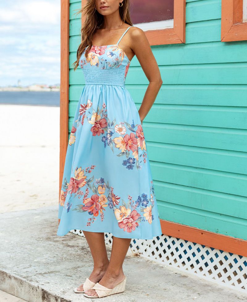 Women's Square-Neck Sleeveless Woven Maxi Dress