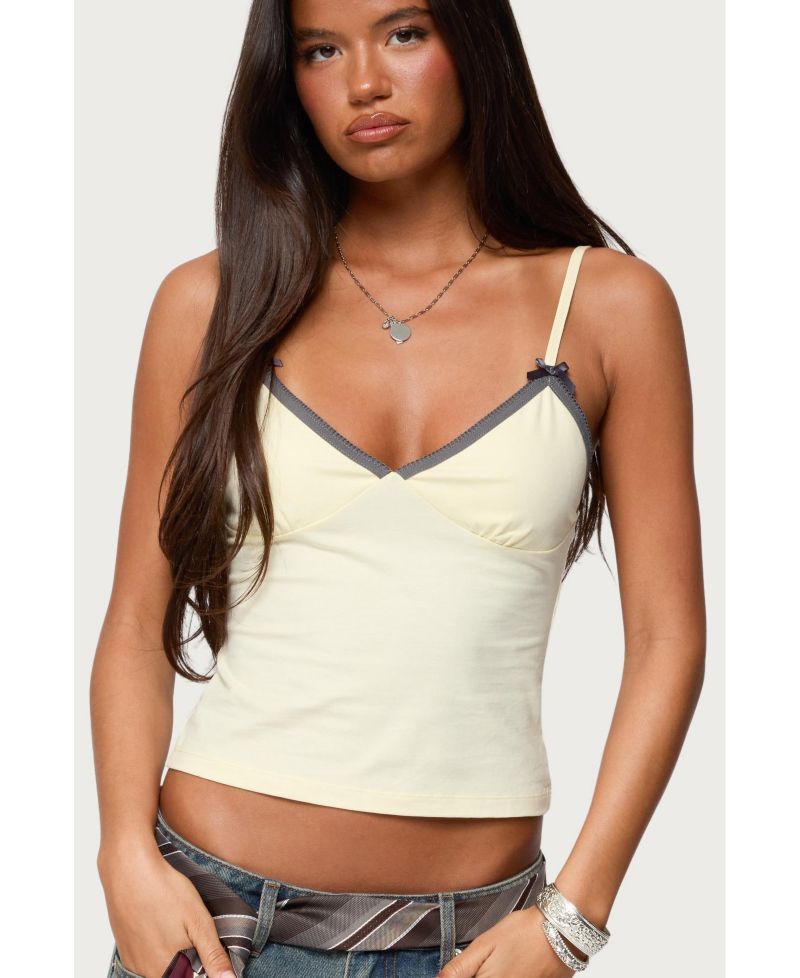 Womens Ruelle Contrast Frill Tank Top