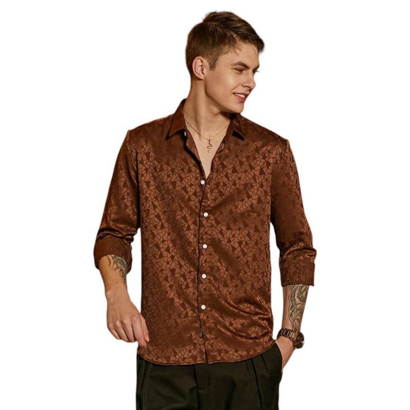 Men's Chocolate Brown Mozaic-Tactile Shirt