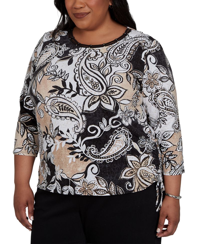 Plus Size Paisley Neutrals Knit Top