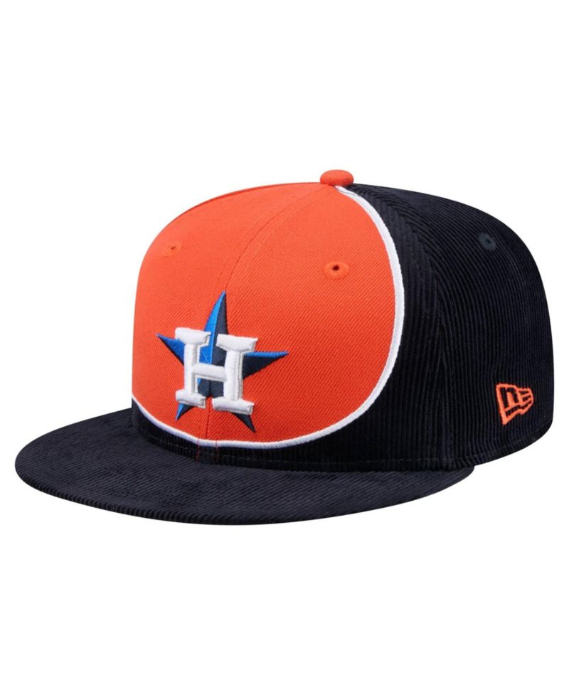 Men's Navy/Orange Houston Astros Retro Split Corduroy Snapback Hat