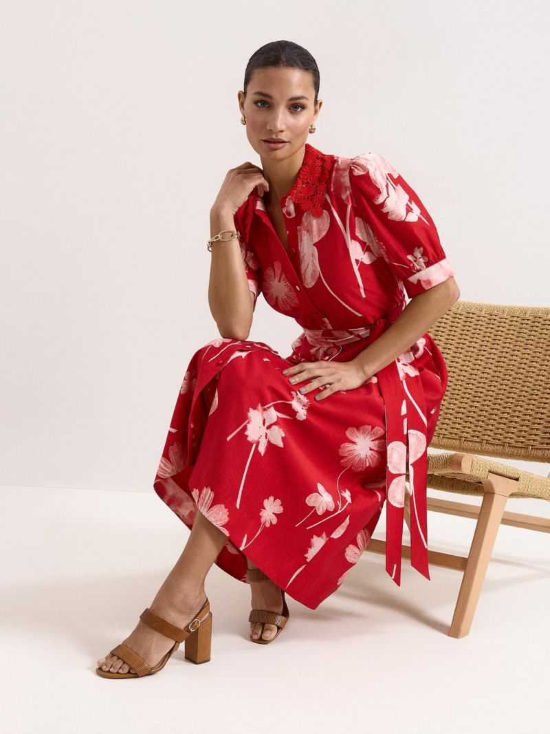 Women's Delphine Belted Midi Shirt Dress