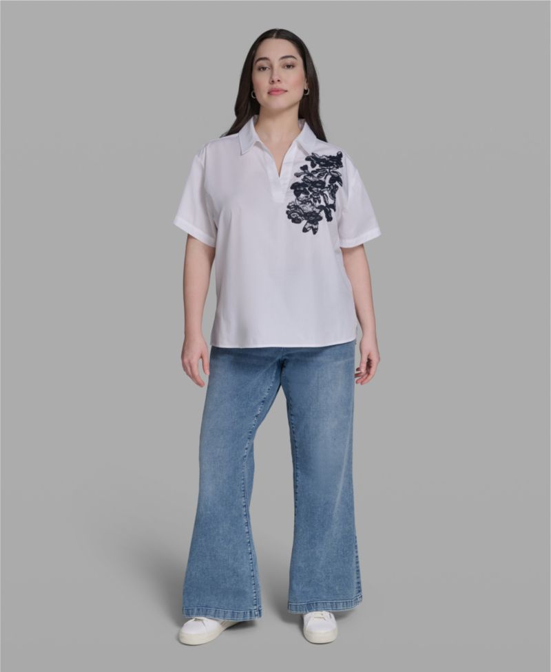 Plus Size Cotton Short-Sleeve Top