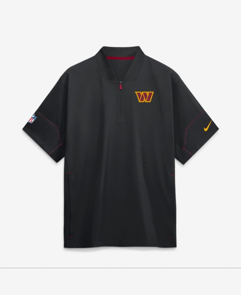 Men's Black Washington Commanders Sideline Short Sleeve Quarter-Zip Coaches Jacket