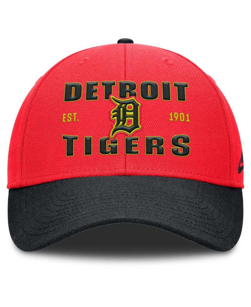Men's Crimson/Black Detroit Tigers Neon 90s Rise Adjustable Hat
