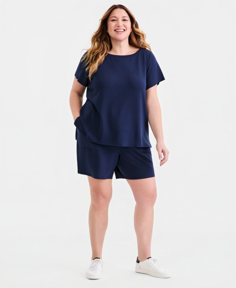 Plus Size LuxLounge French Terry Short-Sleeve Top