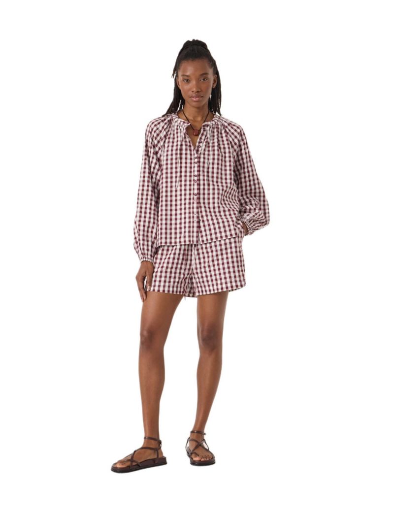 Women's Elsa Gathered Gingham Beach Shirt