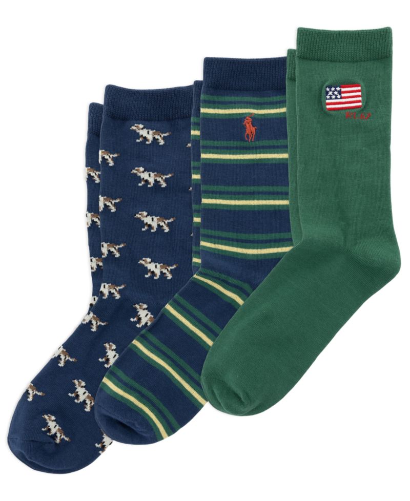 Boys' 4-11 Flag RL67 Socks, 3-Pack