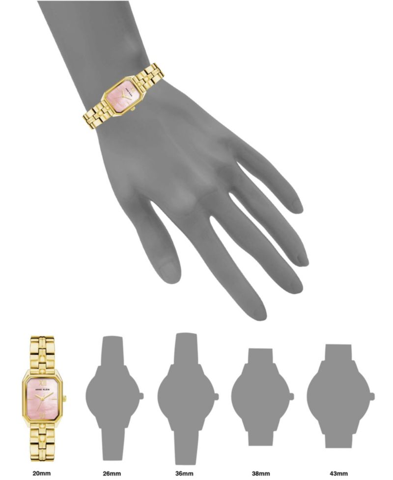 Women's Three Hand Quartz Gold-Tone Alloy Link Bracelet Watch, 24mm